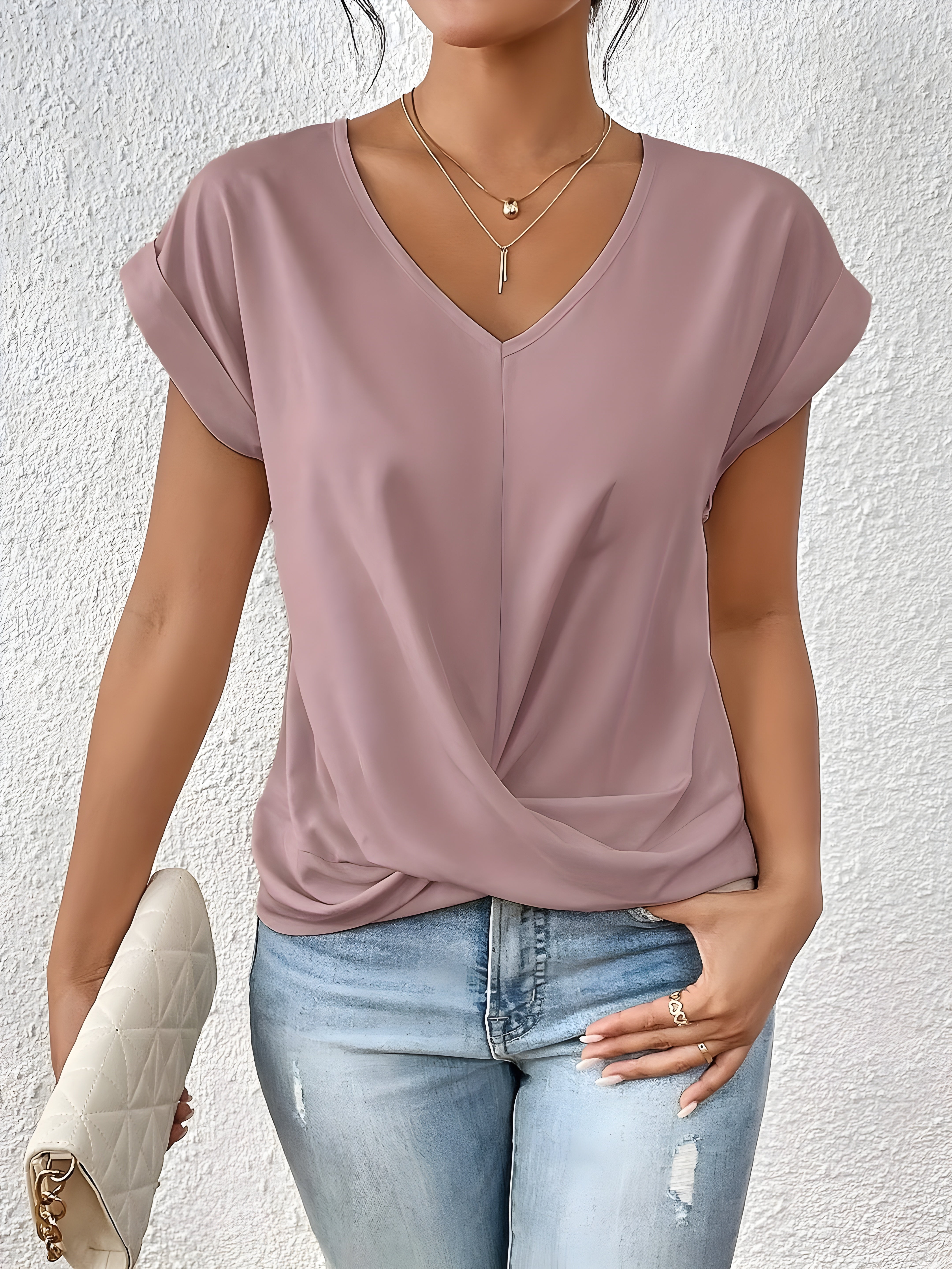 Kathrina | Elegant Twist-Front V-Neck Top