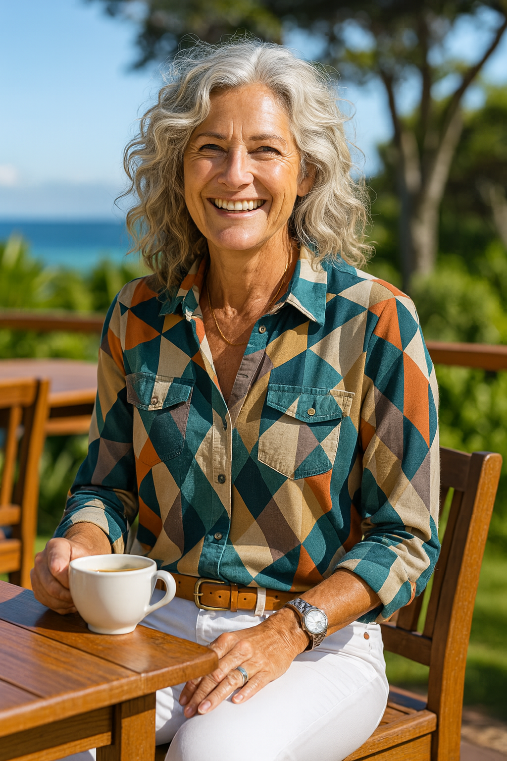 Delina | Geometric Comfort Blouse - Effortless & Flattering