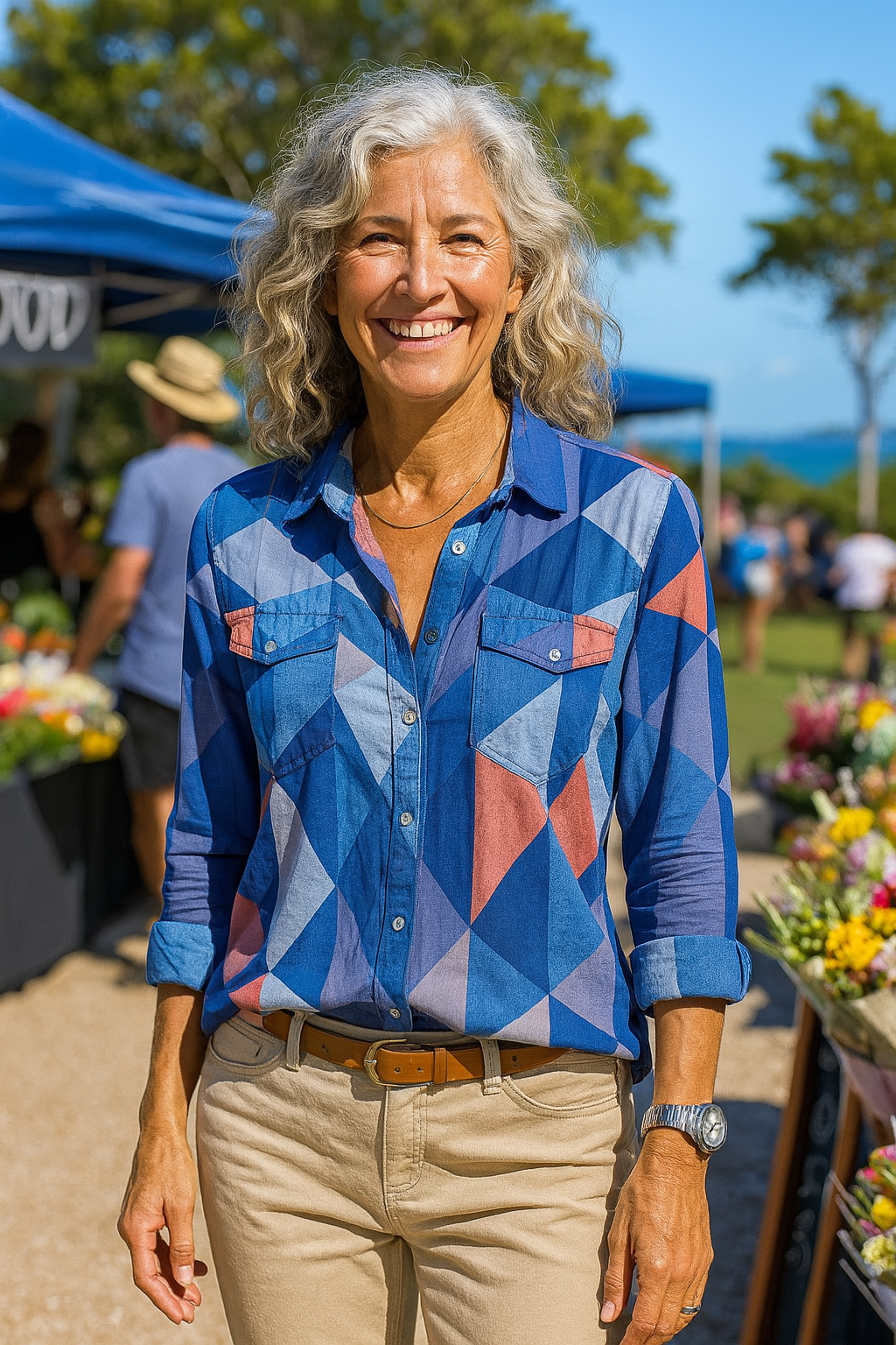 Delina | Geometric Comfort Blouse - Effortless & Flattering