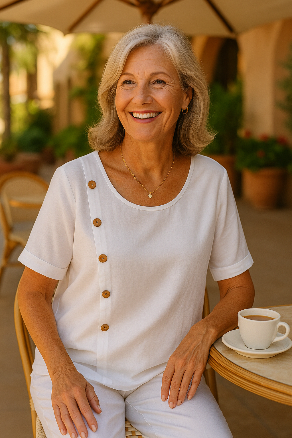 Aria | SoftFlow Button Accent Blouse - Effortless Elegance, Everyday Confidence