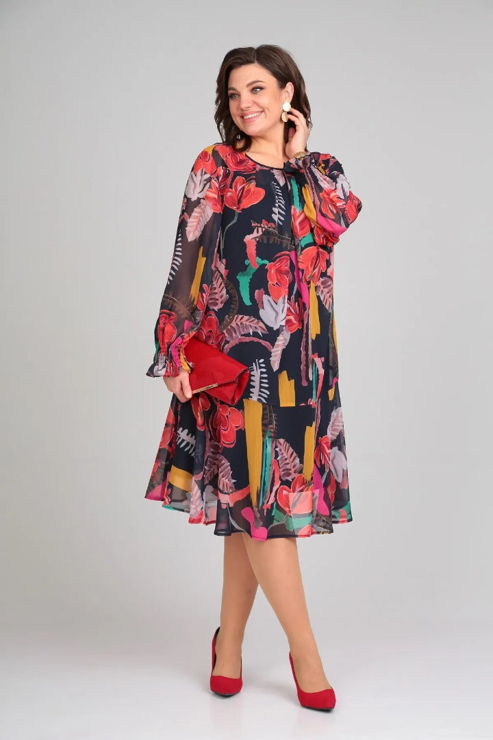 Flora - Modern Floral Midi Dress