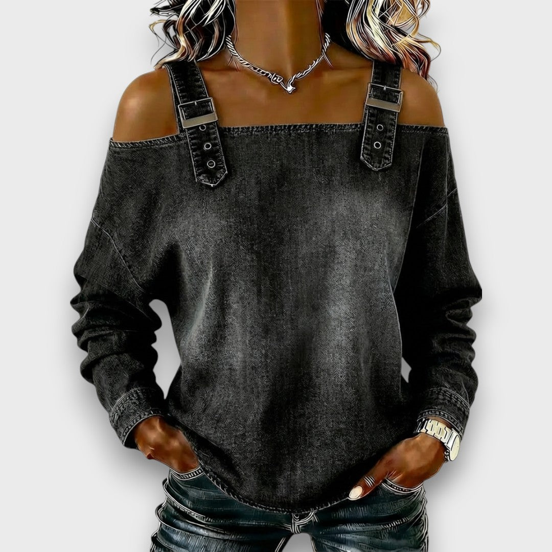 Elama – Off-Shoulder Denim Top