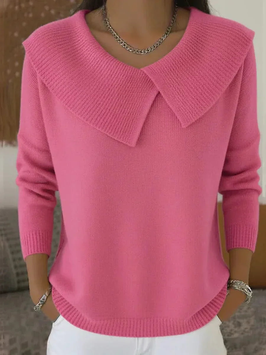 Odette | Blush Ribbed Collar Knit Sweater
